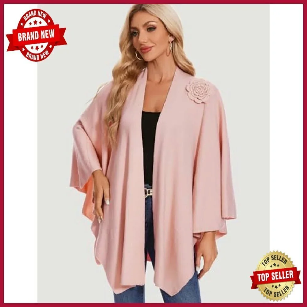 Elegant Cross Front Shawl Wrap Soft Poncho Cape Travel Accessory